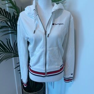 Champion White Zip-Up Hoodie